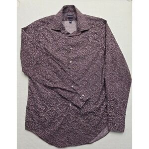 Madison Slim Fit‎ Dynamic Cooling Mens Dress Shirt Floral Burgundy M Medium